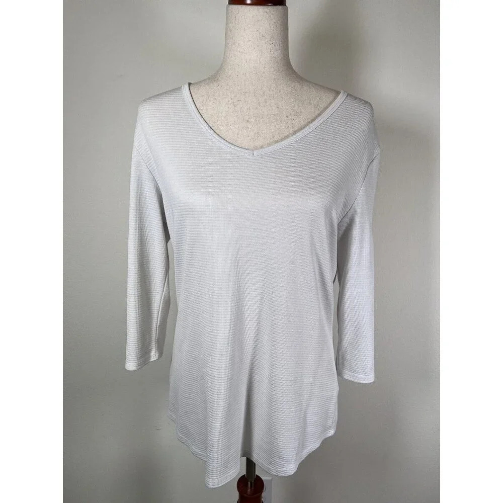 Seg'Ments Essentials Top Size‎ Medium White Modal Blend Hiking Layer 3/4 Sleeve